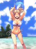 hot hentai blonde in a bikini on the beach