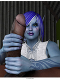 BBC penetrates big tittes night elf's pussy and mouth