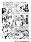 Sexy girls in sexy skirts in black and white comics