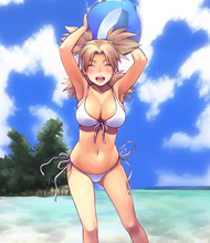 hot hentai blonde in a bikini on the beach