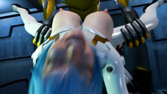 Yellow robot bangs big titted cyborg in darkhole