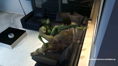 Great Hulk with incredible force fucked in ass Hulk-woman