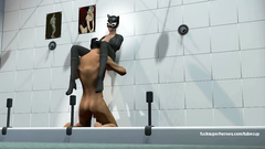 Catwoman in sexy latex costume gets sex in 69 position