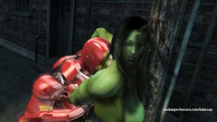 Ironman Tony Stark deeply fucks Hulk woman in her dirty mouth