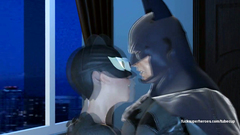 Batman makes Catwoman deep swallow his dick