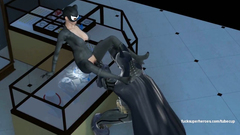 Batman makes Catwoman deep swallow his dick