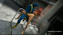 Deadpool bangs redhead big titted girl in her anal hole