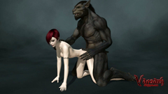 Big muscular werewolf fucks redhead goth girl in doggy style position