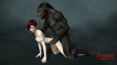 Big muscular werewolf fucks redhead goth girl in doggy style position