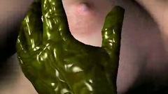 Green creatures of the swamp pushed his dirty fingers into pussy of lonely woman