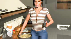 Busty 3d housewife in sexy tight jeans