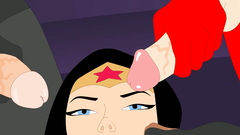 Double Penetration in holes of horny Wonder woman