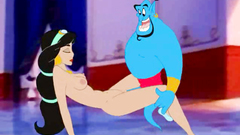 Aladdin's friend Ginny fucks his sexy girl Jasmine in her cunt