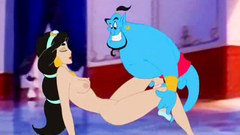 Aladdin's friend Ginny fucks his sexy girl Jasmine in her cunt