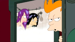 Deepthroat blowjob by hot Futurama heroines in the bathroom