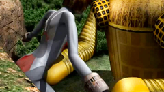 Big Yellow robot fucks giant 3D girl in doggy style pose