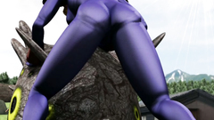 Huge monster with lots of tentacles bounds giant 3D woman
