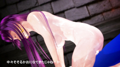 The 3D girl with purple hair and big boobs and cum in pussy