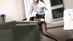 Sexy 3D babe in lingerie fucks with her boss in office