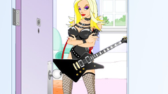 Rocker Girl : Sexy blonde teen in dirty black lingerie