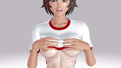 Sporty school girl shows off her perfect tits in 3d movie