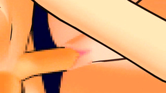 Horny babe in mini-skirt masturbates her shaved clit
