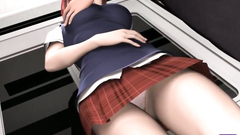 Two teen 3D lesbian schoolgirls in mini-skirt satisfy men in public transport