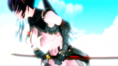 Perfect 3D Hentai : Busty girl samurai constantly swallows cum of man in black suit