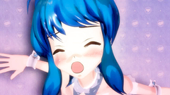 Pretty 3D hentai blue-hair teen in a strange stockings lets big cock in her pussy