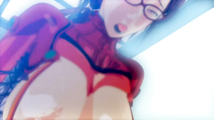 Cute hentai babe in sexy glasses takes a cock between her big boobs