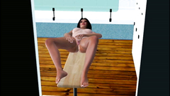 Outdoor masturbation by a stunning tanned brunette with a great figure