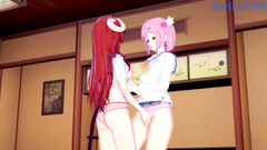 Chiyoda and Shamiko engage in intense lesbian play - The Demon Girl Next Door Hentai