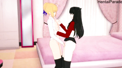 Threesome with Rin Tohsaka and Saber Fate [Hentai 3D]