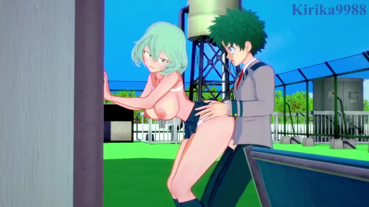 Toru Hagakure and Izuku Midoriya have intense sex on the rooftop. - My Hero  Academia Hentai