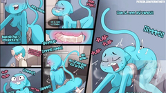 He fucks his stepmother in the bathrooms of his university - gumball