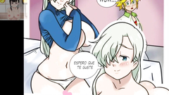 Meliodas fucks with his lover and the busty blonde Elizabeth