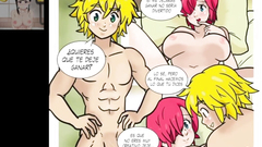 Meliodas fucks with his lover and the busty blonde Elizabeth