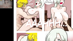 Meliodas fucks with his lover and the busty blonde Elizabeth