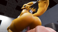 Sexy Digimon MILF Renamon caught on cam in laundry