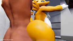 Sexy Digimon MILF Renamon caught on cam in laundry