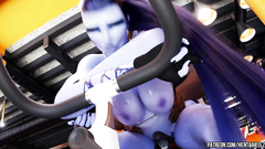 Overwatch widow was fucked hard in the anal while training at the gym