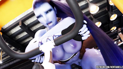 Overwatch widow was fucked hard in the anal while training at the gym