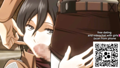 Mikasa Ackerman got the biggest cock in her mouth, she dreamed of it - Attack on Titan Hentai Uncens