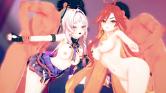 【原神 乱交セックス2】マーヴィカ,シトラリが集団エッチする3Dエロアニメ動画(Mavuika,Citlali group orgy sex2.)