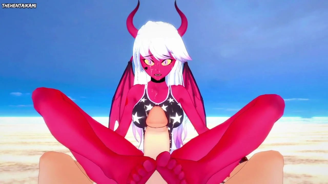 Verosika Mayday from Helluva Boss Gives You A Footjob At The Beach Hentai  POV