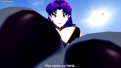 Misato from Evangelion Gives You A Footjob At The Beach Hentai POV