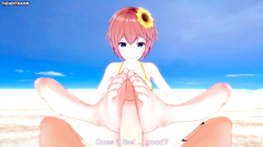 Sayori from Doki Doki Literature Club Gives You A Footjob At The Beach Hentai POV