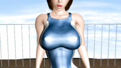 Hot and busty brunette from 3d toon rides dick