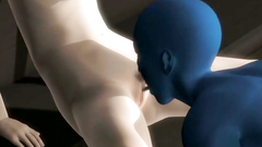 Blue monster seduces and fucks hot naked brunette gal - 3d cartoon sex