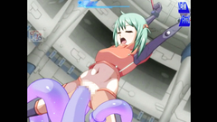 Sexy teen with green hair abused by tentacles in hentai toon